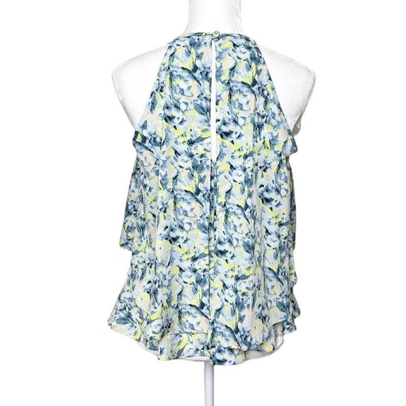 ASOS Blue Yellow Tiered Blouse 6 - Picture 2 of 7